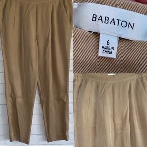 BABATON Aritizia $148 Conan Lyocell Cropped Dk Tan Trouser Pants 6 EUC